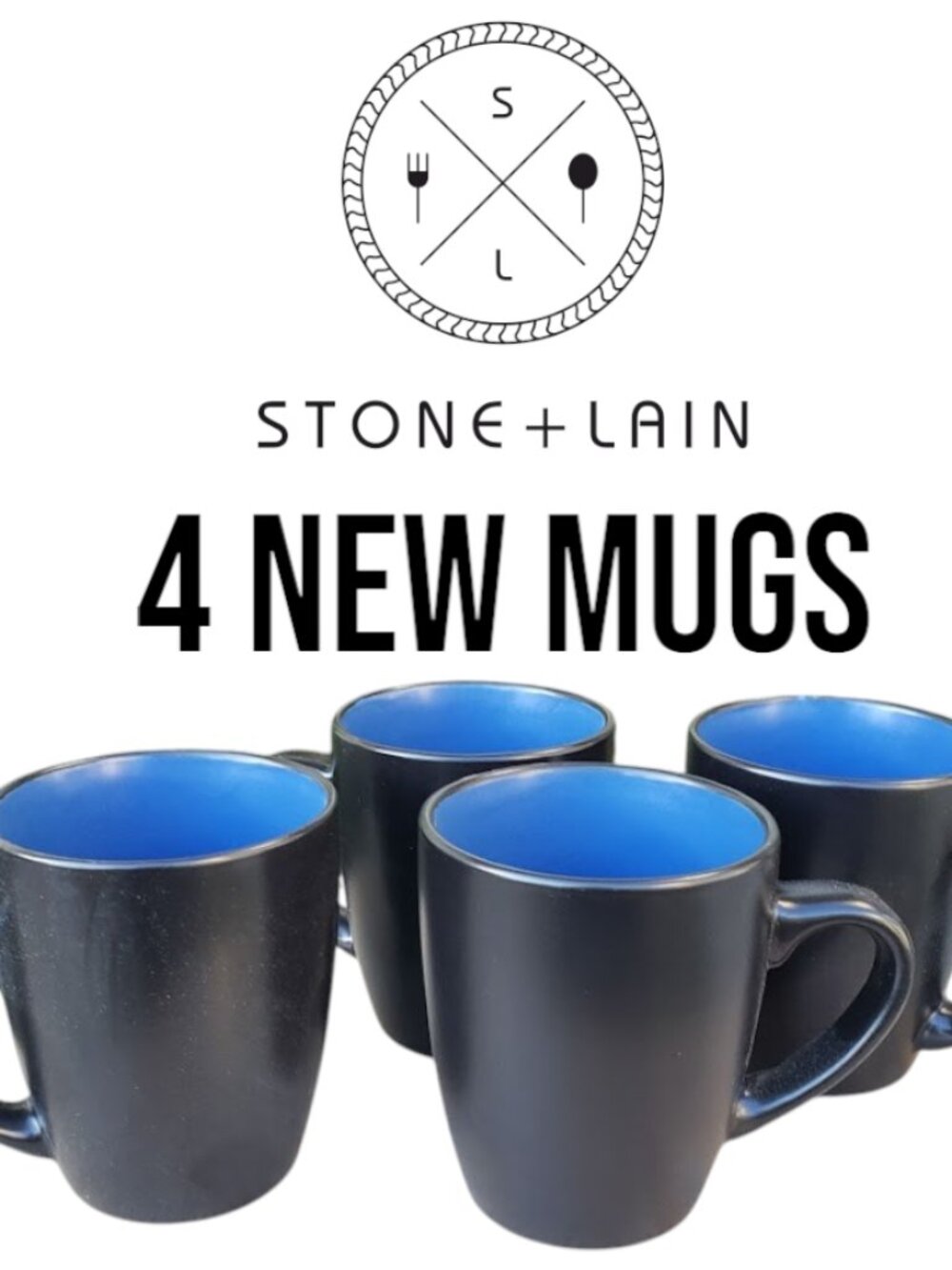 NEW Stone Lain 4 set Piece Stoneware mugs cups Bundle Coffee Tea dishes Dinnerwa